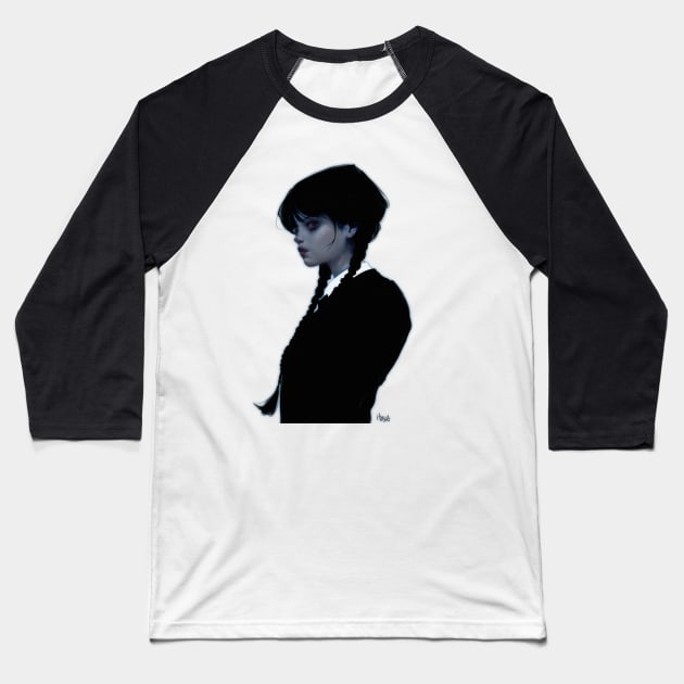 Wednesday Addams Baseball T-Shirt by Bea Robbins